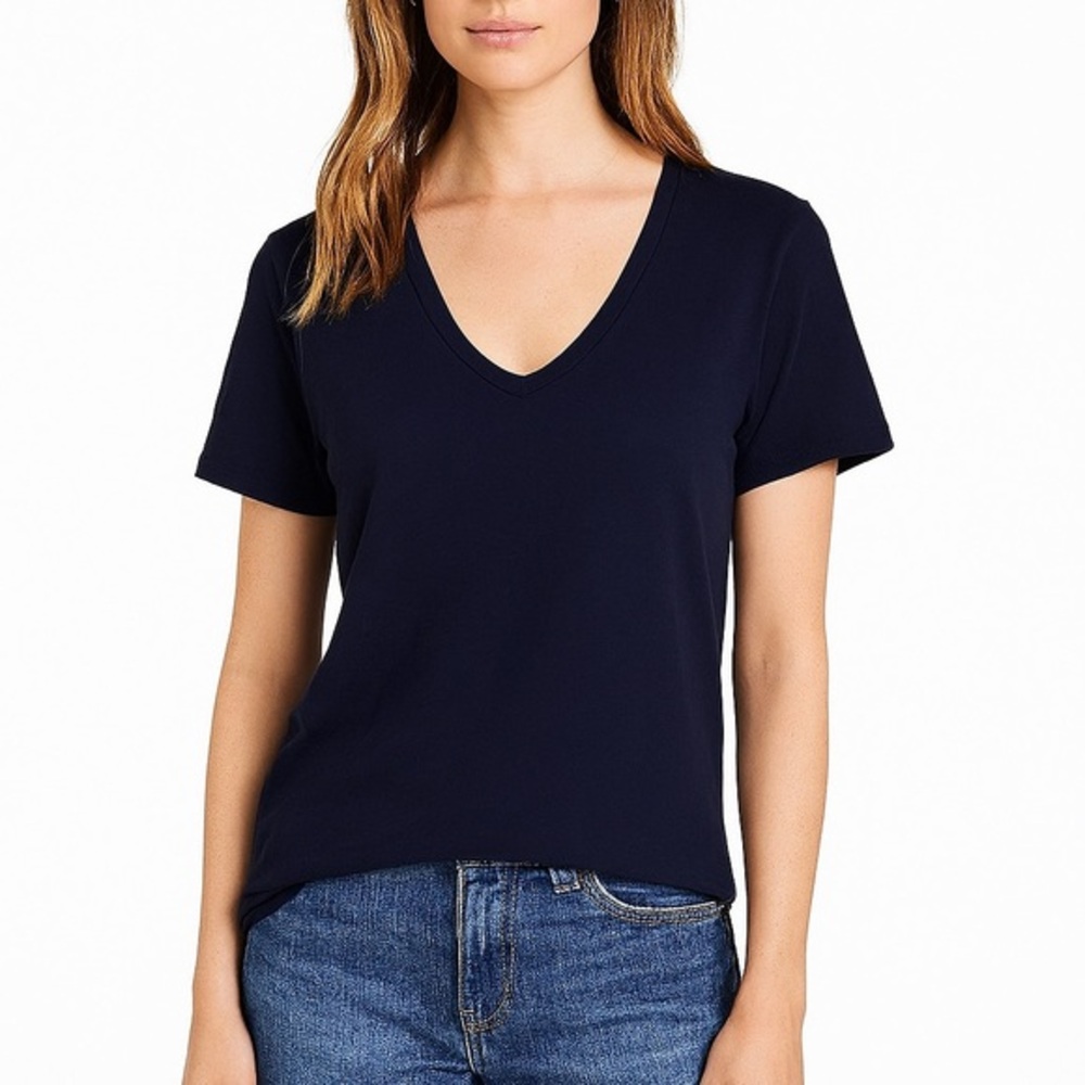 Hope by Ringstrand Soderberg V-Neck Tee‎ Navy Blue Women’s Size 2 FR34 Cotton